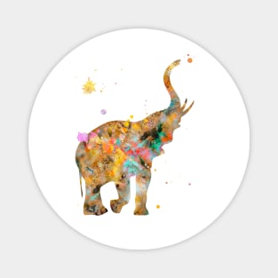 Baby Elephant Watercolor Painting Gold Magnet